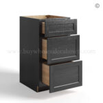 Charcoal Black Shaker Vanity Three Drawer Base Cabinet - Image 2