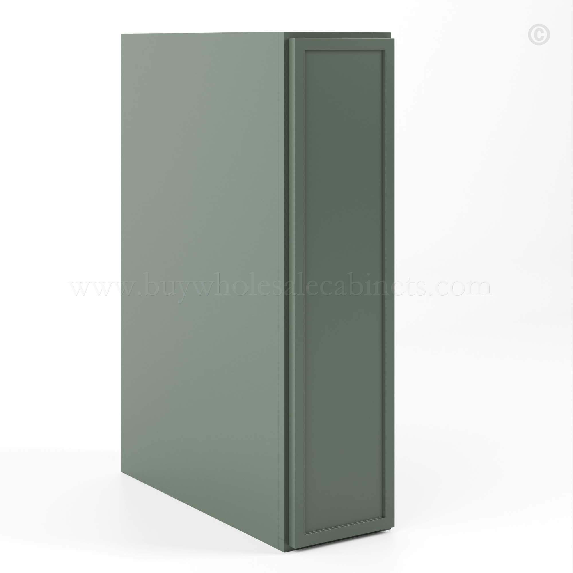 Slim Shaker Green Full Height Door Base Cabinets Single Door, rta cabinets, wholesale cabinets