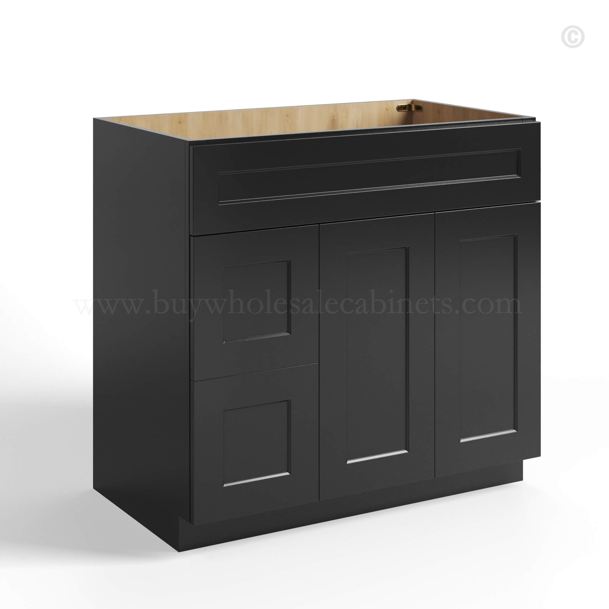 Black Shaker Vanity Sink Base Combo 36″W, rta cabinets, wholesale cabinets