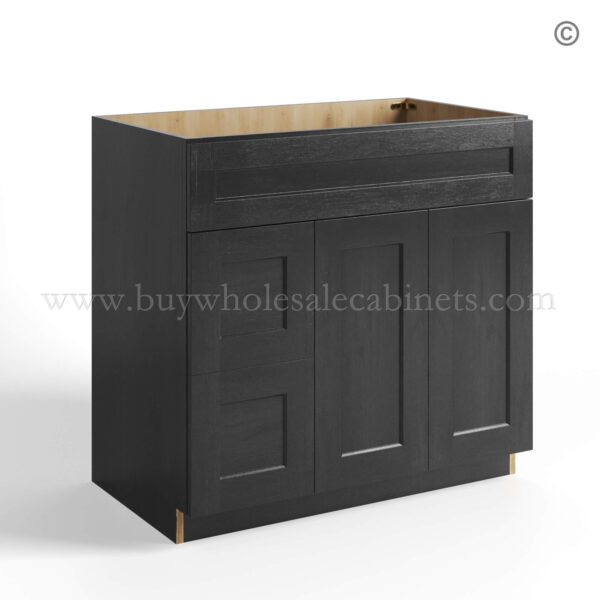 60 charcoal black shaker vanity sink base combo with two drawer right and two doors closed
