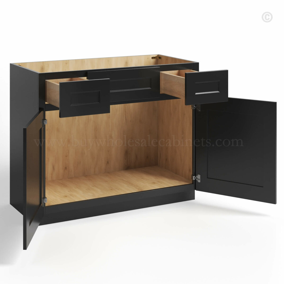 Black Shaker Vanity Sink Base Combo 42″W, rta cabinets, wholesale cabinets