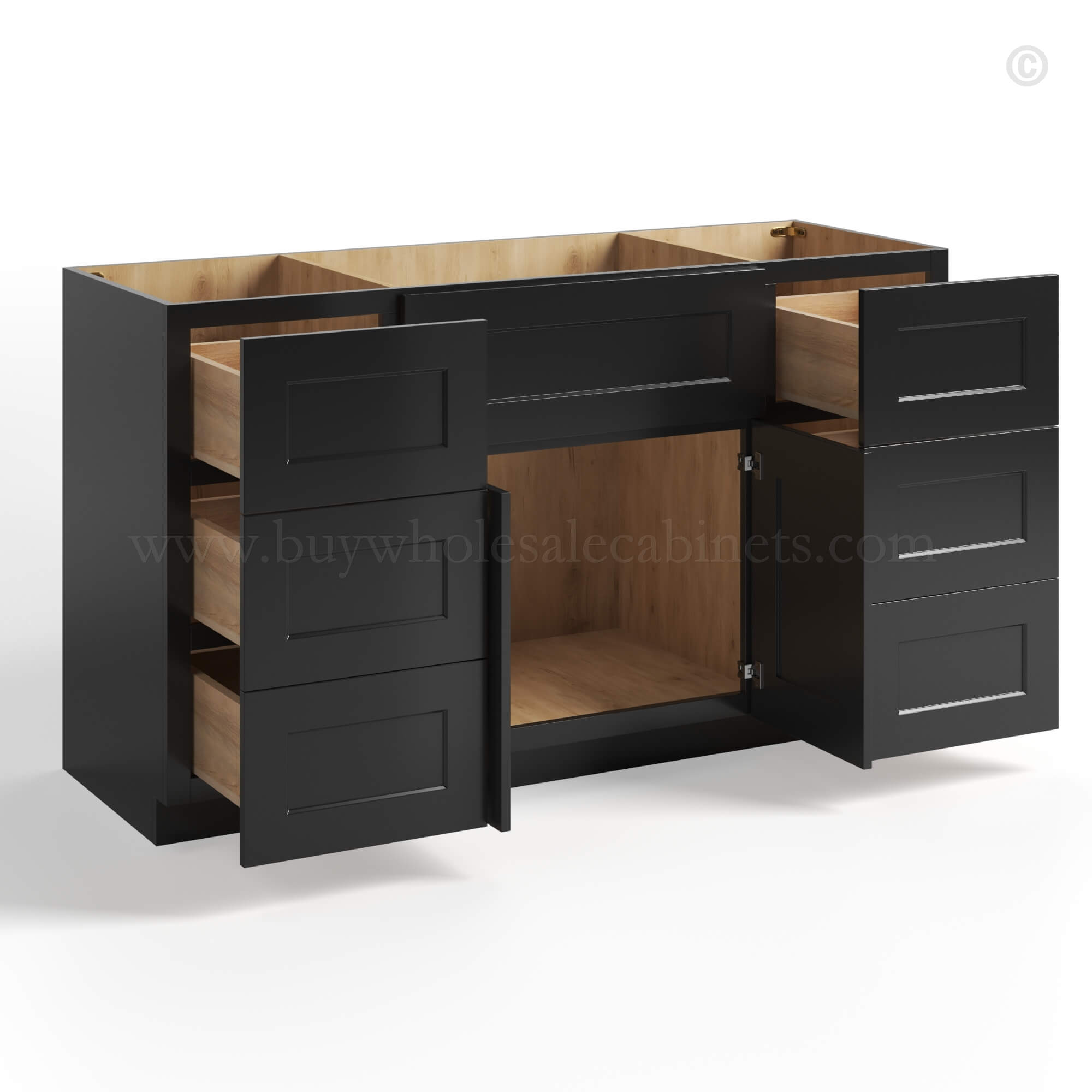 Black Shaker Vanity Sink Base Combo 48″W, rta cabinets, wholesale cabinets