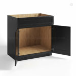 Black Shaker Sink Base Double Door and Double False Drawer, rta cabinets, wholesale cabinets