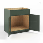 Slim Shaker Green Sink Base Double Door and 1 False Drawer, rta cabinets, wholesale cabinets