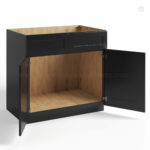 Black Shaker Sink Base Double Door and Double False Drawer, rta cabinets, wholesale cabinets