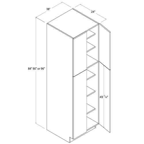 Frameless Tall Pantry Cabinet with 2 Doors, rta cabinets, wholesale cabinets