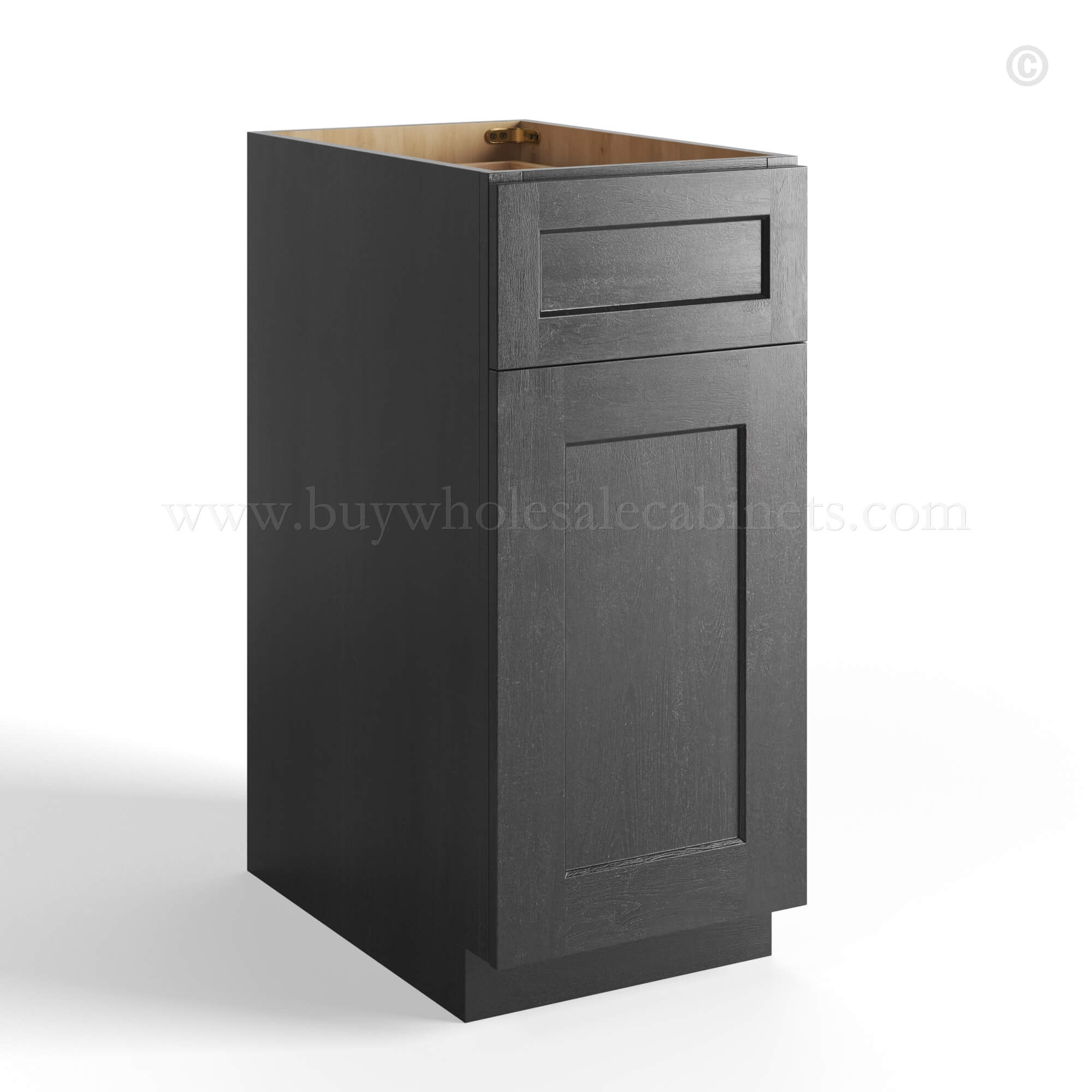 Charcoal Black Shaker Base Cabinet Single Door, rta cabinets, wholesale cabinets