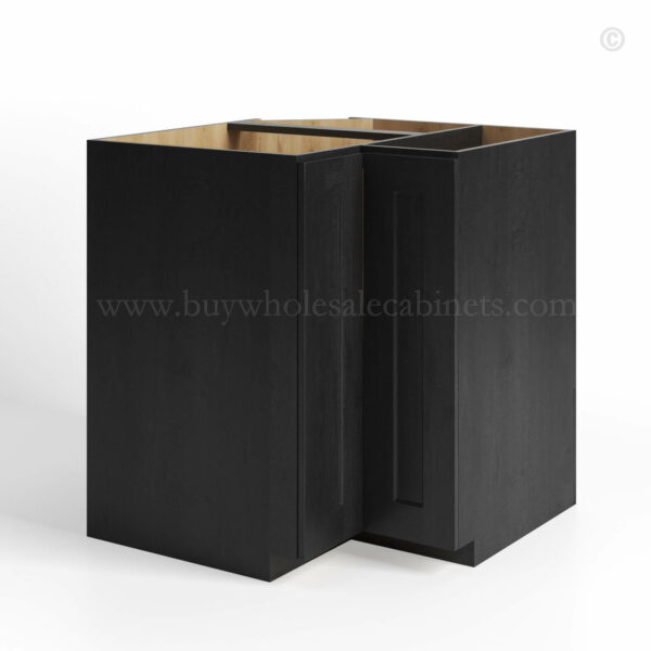 charcoal black shaker base lazy susan cabinet with two doors closed, rta cabinets, wholesale cabinets
