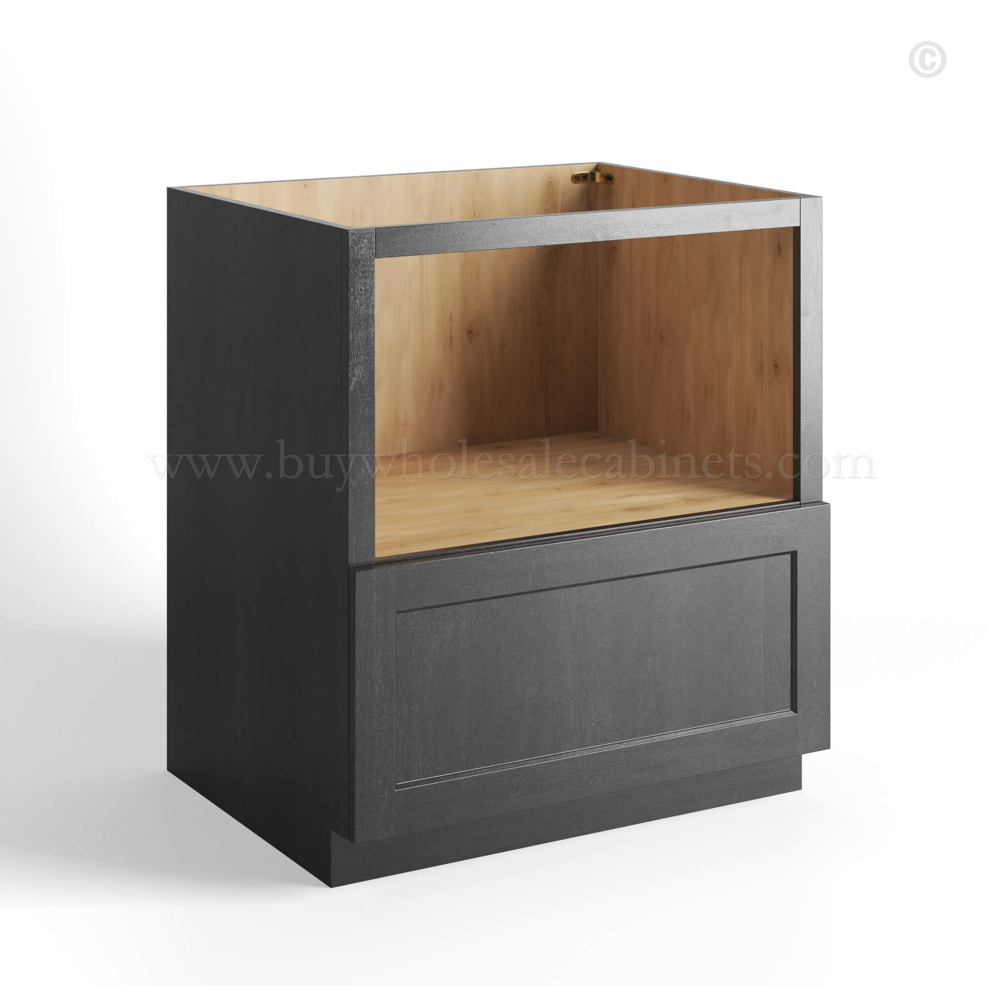 charcoal black shaker base microwave cabinet closed, rta cabinets, wholesale cabinets