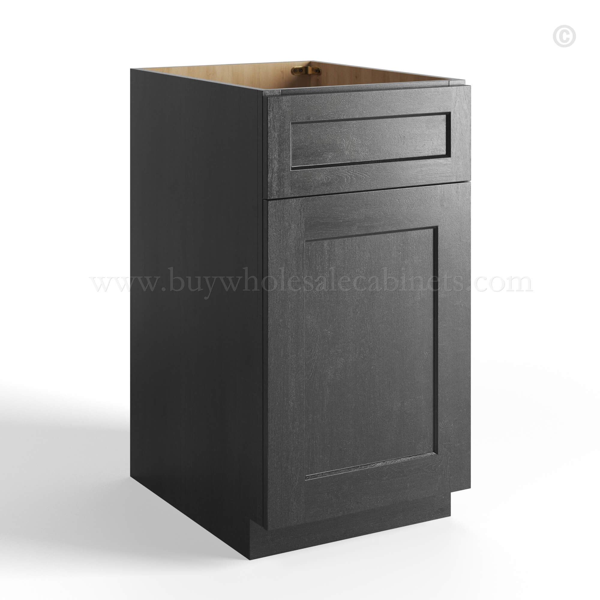 Charcoal Black Shaker Base Trash Cabinet, rta cabinets, wholesale cabinets