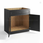 charcoal black shaker sink base cabinet with two doors and one false drawer, rta cabinets, wholesale cabinets