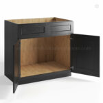 charcoal black shaker sink base cabinet with two doors and two false drawers, rta cabinets, wholesale cabinets