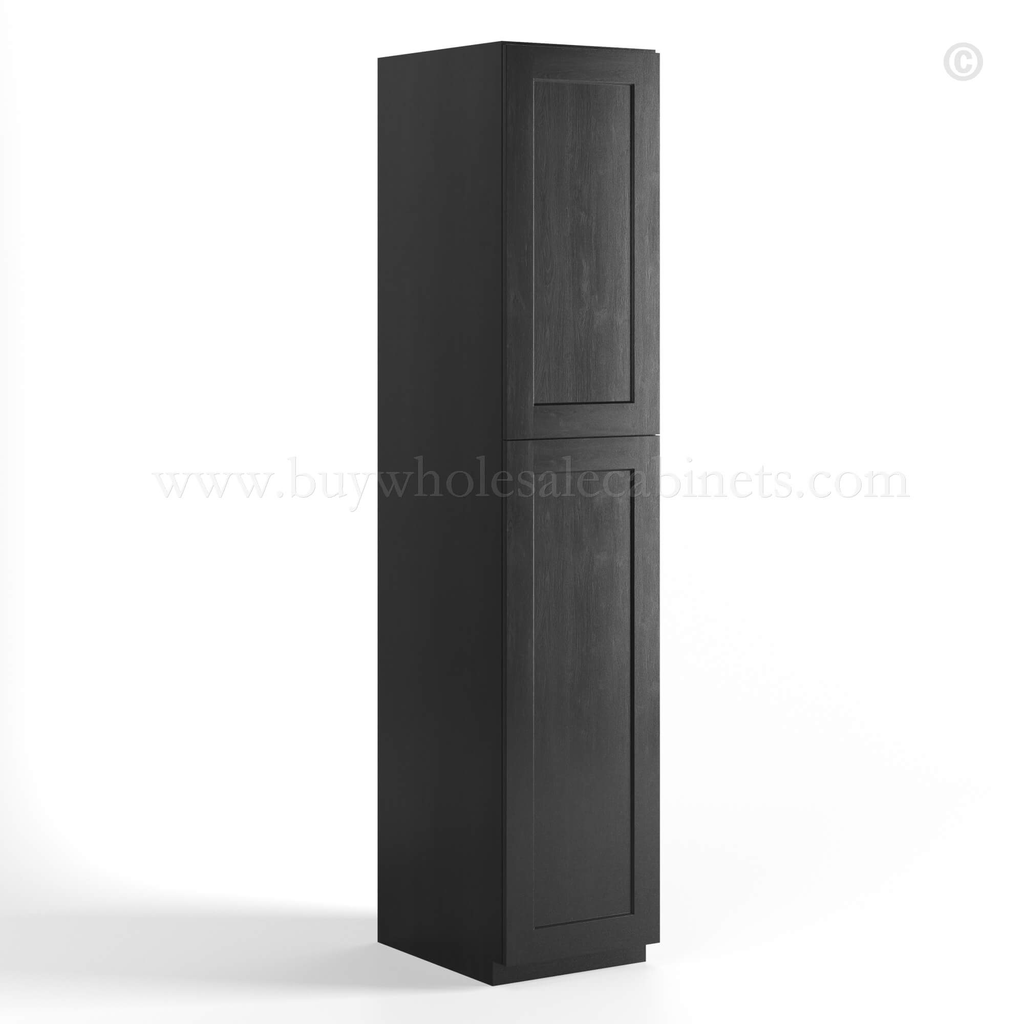 Charcoal Black Shaker Tall Pantry Cabinet 2 Doors, rta cabinets, wholesale cabinets