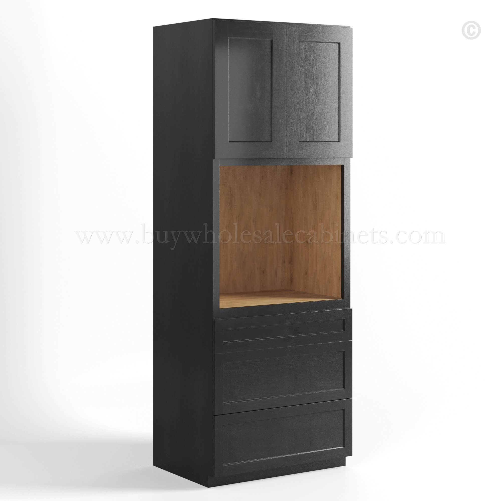 Charcoal Black Shaker Tall Universal Oven Cabinet, rta cabinets, wholesale cabinets