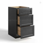 charcoal black shaker vanity drawer base cabinet with three drawers, rta cabinets, wholesale cabinets