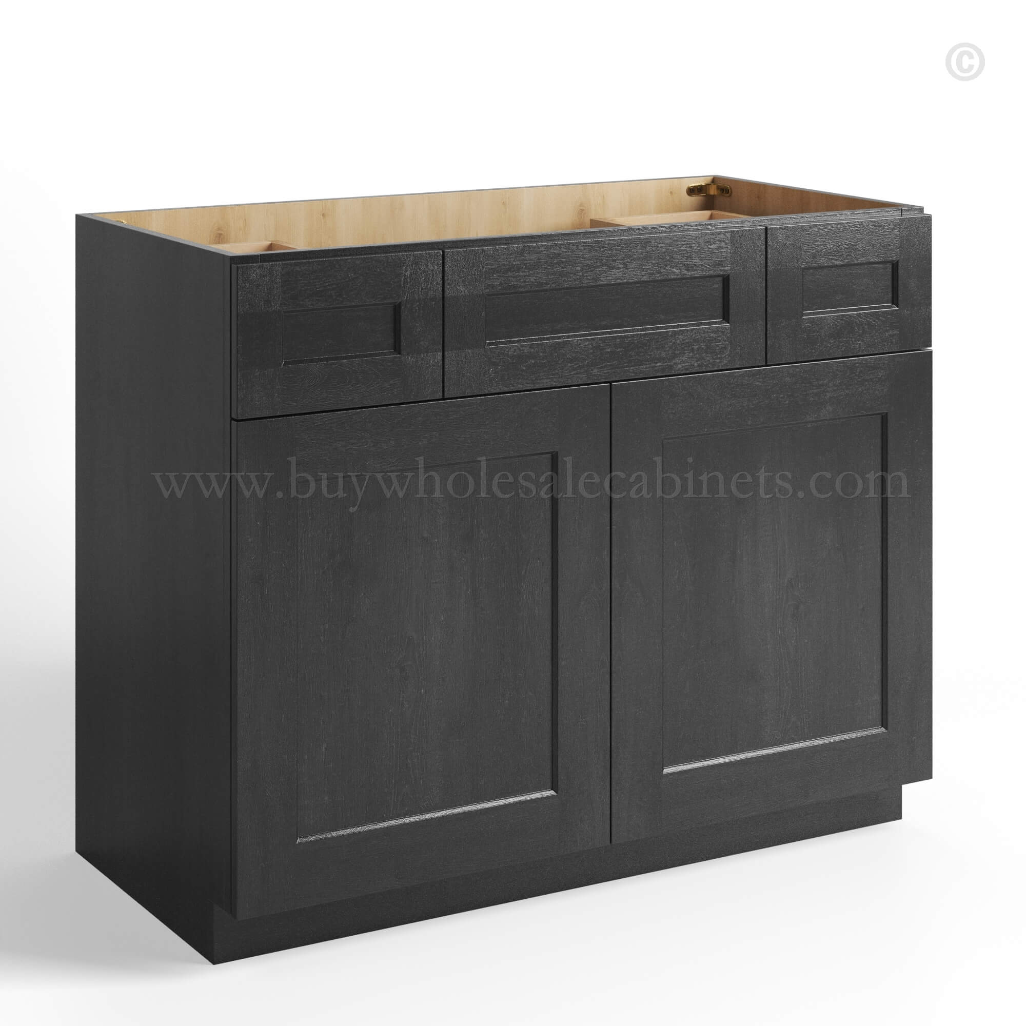 Charcoal Black Shaker Vanity Sink Base Combo 42W, rta cabinets, wholesale cabinets