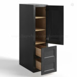 charcoal black shaker vanity tower cabinet with two drawer and single door, rta cabinets, wholesale cabinets