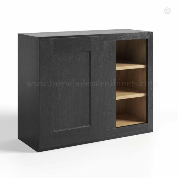 charcoal black shaker wall blind corner cabinet with single door, rta cabinets, wholesale cabinets