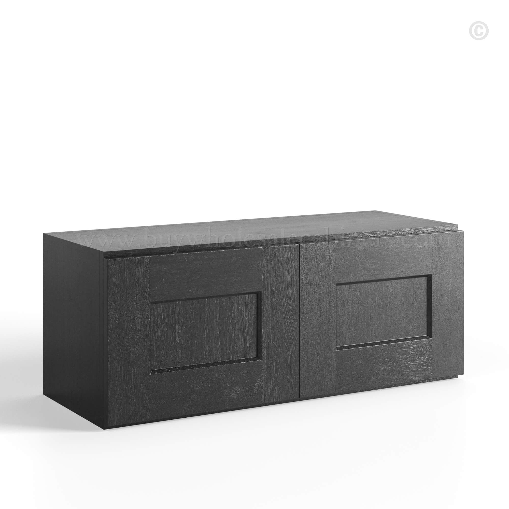 Charcoal Black Shaker Double Door Wall Cabinets 12H, rta cabinets, wholesale cabinets