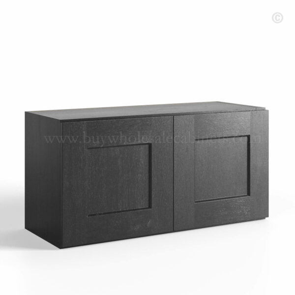 charcoal black shaker wall cabinets 15 H with two doors closed, rta cabinets, wholesale cabinets