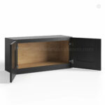 charcoal black shaker wall cabinets 15 H with two doors open, rta cabinets, wholesale cabinets