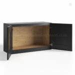charcoal black shaker wall cabinets 18 H with two doors open, rta cabinets, wholesale cabinets