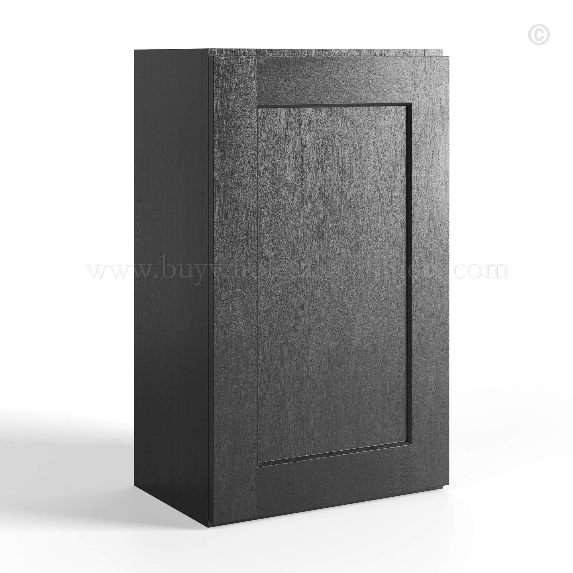 Charcoal Black Shaker Single Door Wall Cabinet 30H, rta cabinets, wholesale cabinets