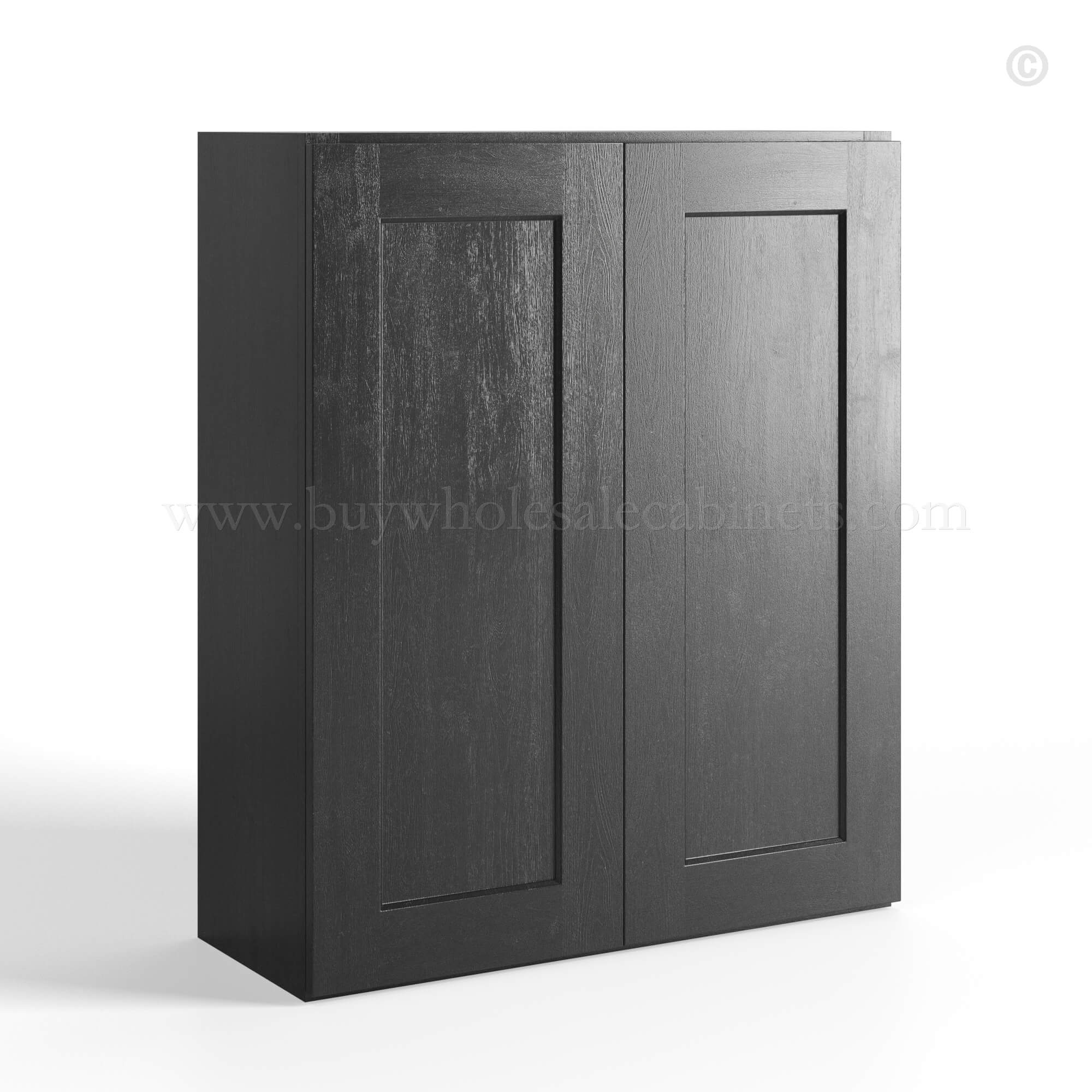 Charcoal Black Shaker Double Door Wall Cabinets 30H, rta cabinets, wholesale cabinets