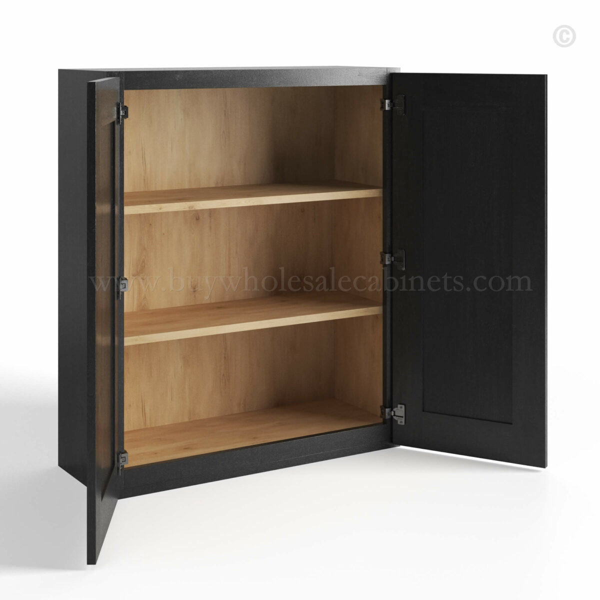 charcoal black shaker wall cabinets 36 H with two doors,  rta cabinets, wholesale cabinets