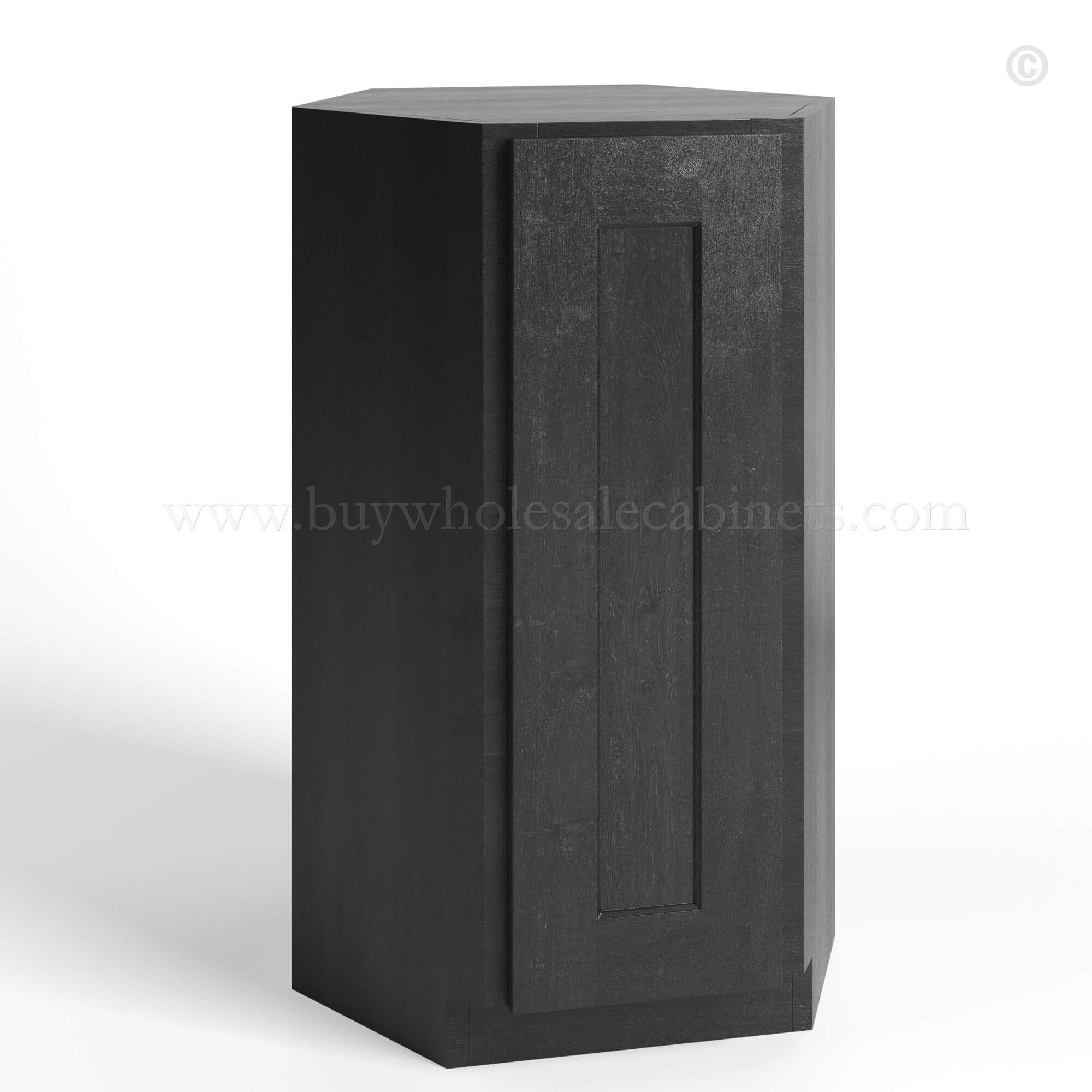 Charcoal Black Shaker Wall Diagonal Corner, rta cabinets, wholesale cabinets