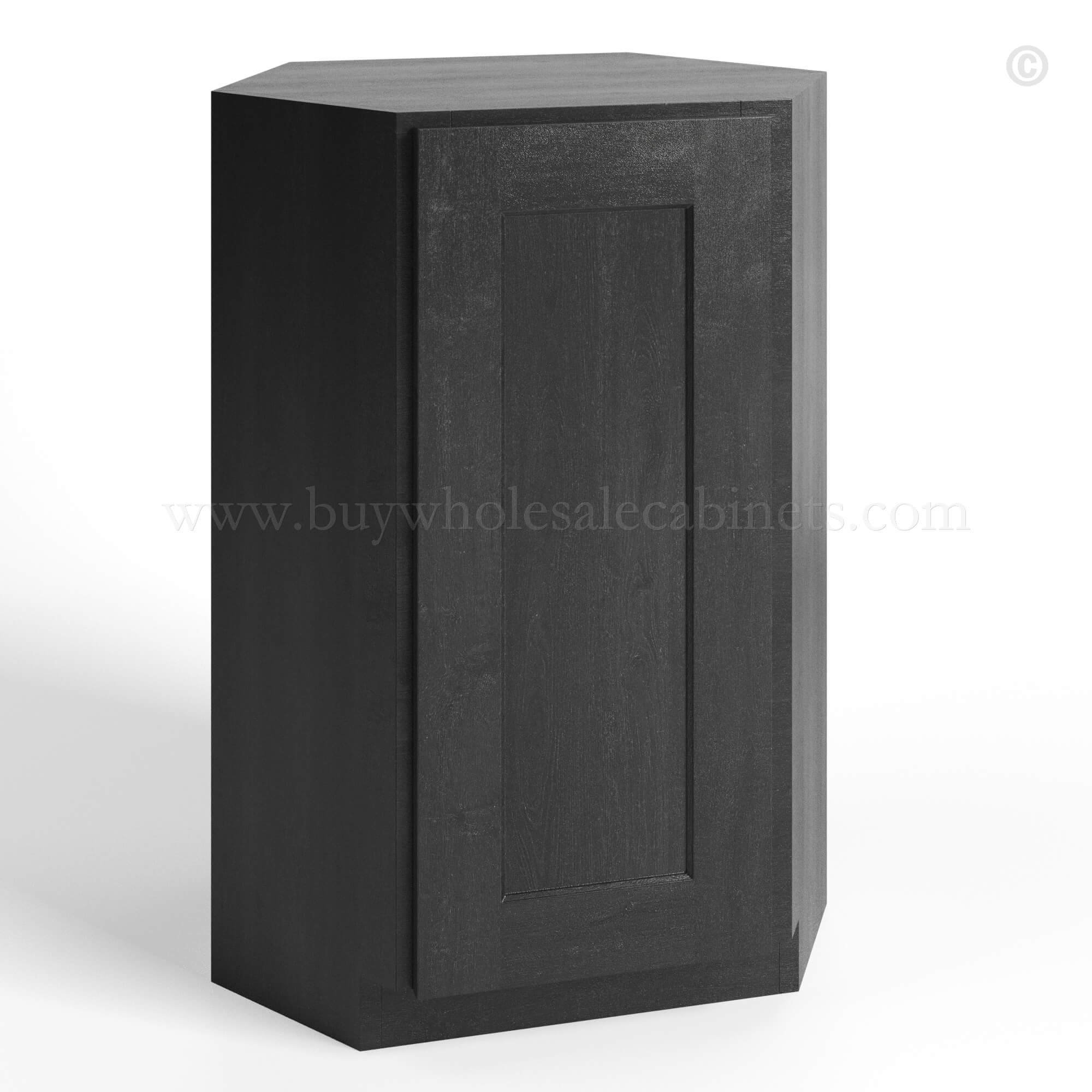 Charcoal Black Shaker Wall Diagonal Corner 27W, rta cabinets, wholesale cabinets