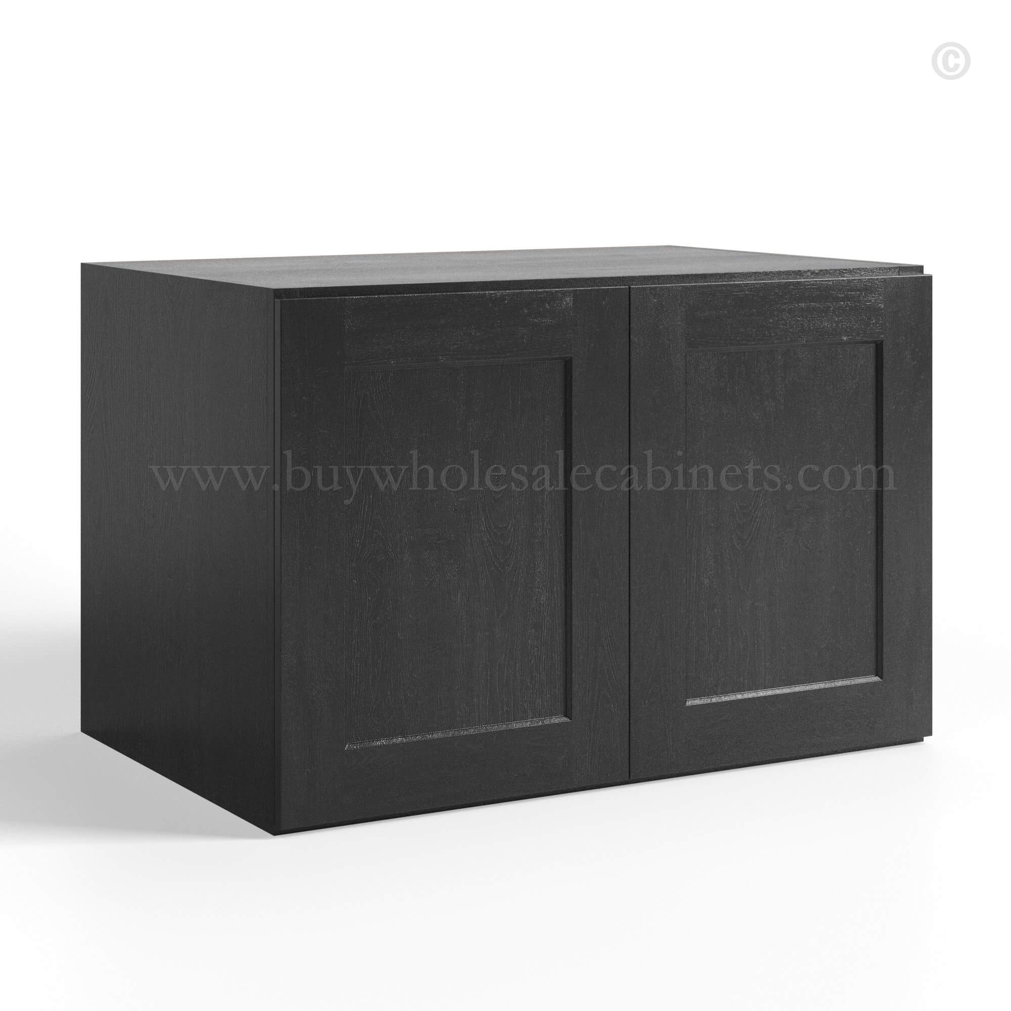 Charcoal Black Shaker Double Door Wall Cabinets, rta cabinets, wholesale cabinets