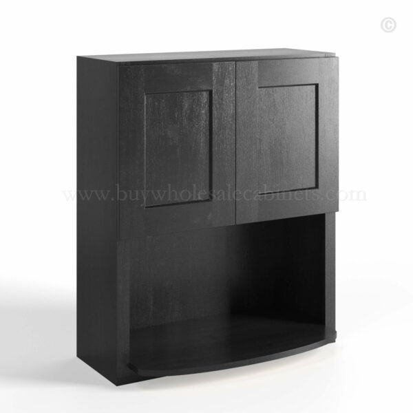 charcoal black shaker wall microwave cabinet with two doors, rta cabinets, wholesale cabinets