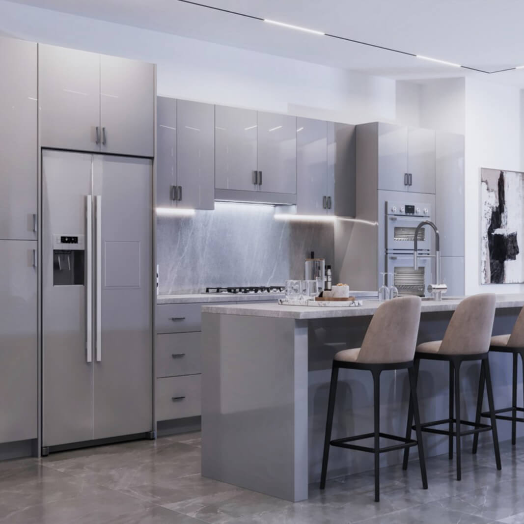 frameless high gloss gray cabinets, rta cabinets, wholesale cabinets