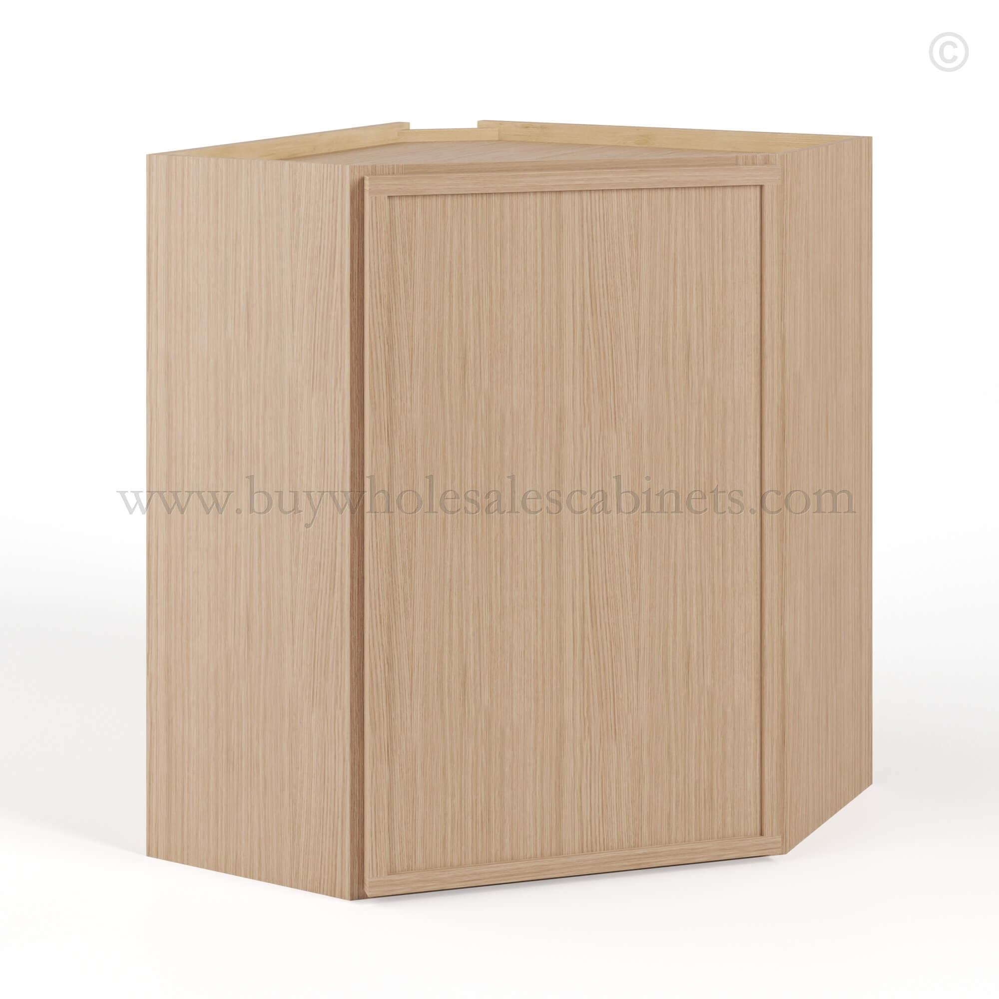 Slim Oak Shaker Diagonal Corner Wall Cabinet, rta cabinets, wholesale cabinets