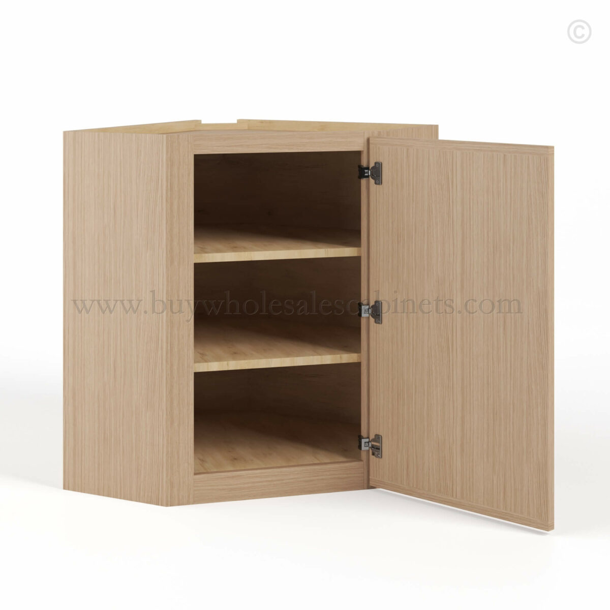 Slim Oak Shaker Diagonal Corner Wall Cabinet, rta cabinets, wholesale cabinets