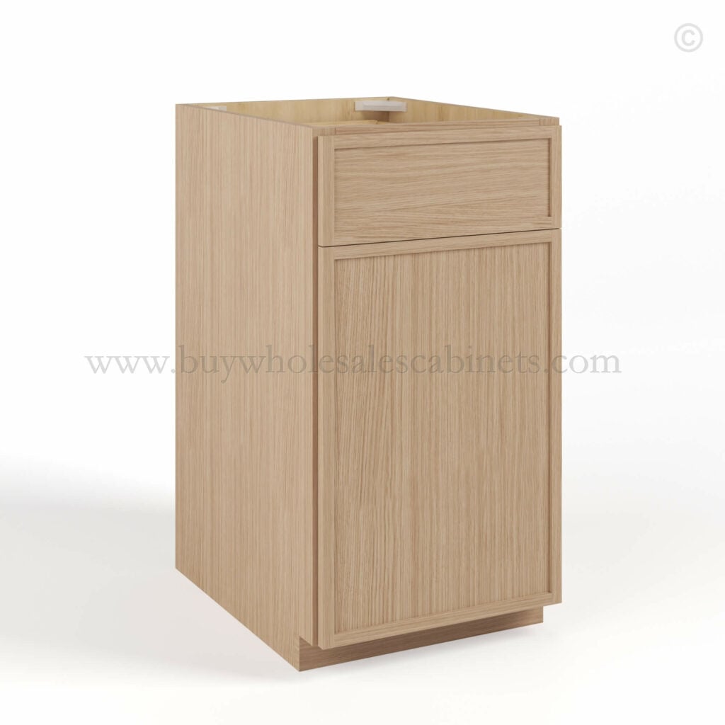 Slim Oak Shaker Base Cabinet Single Door and Drawer