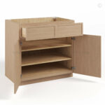 Slim Oak Shaker Base Cabinet Double Doors and Drawers, rta cabinets, wholesale cabinets