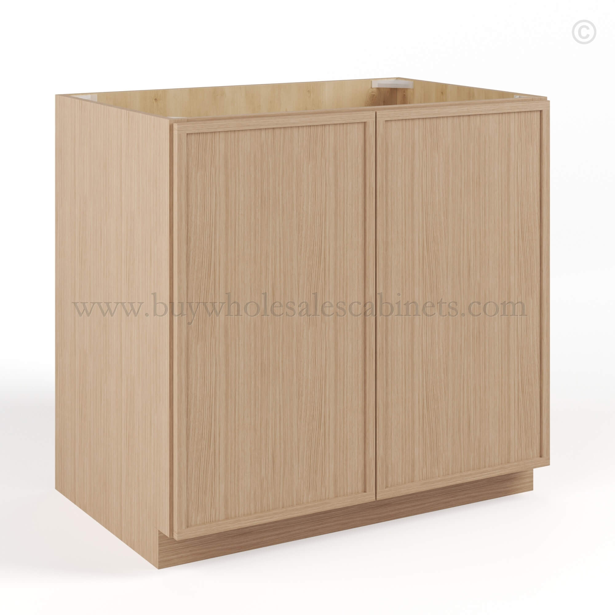 Slim Oak Shaker Base Cabinet Double Doors Full Height, rta cabinets, wholesale cabinets