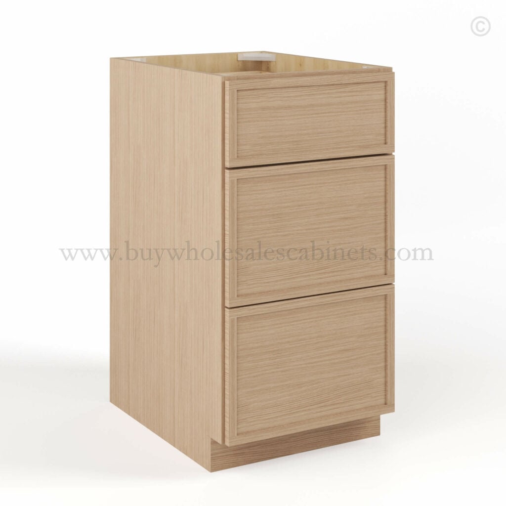 Slim Oak Shaker Three Drawers Base