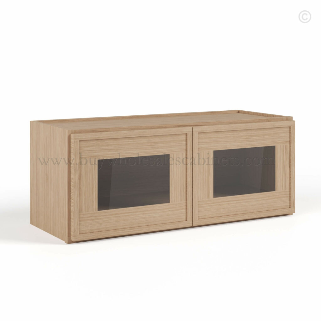 Slim Oak Shaker 30W Double Door Wall Cabinet whit Glass Doors