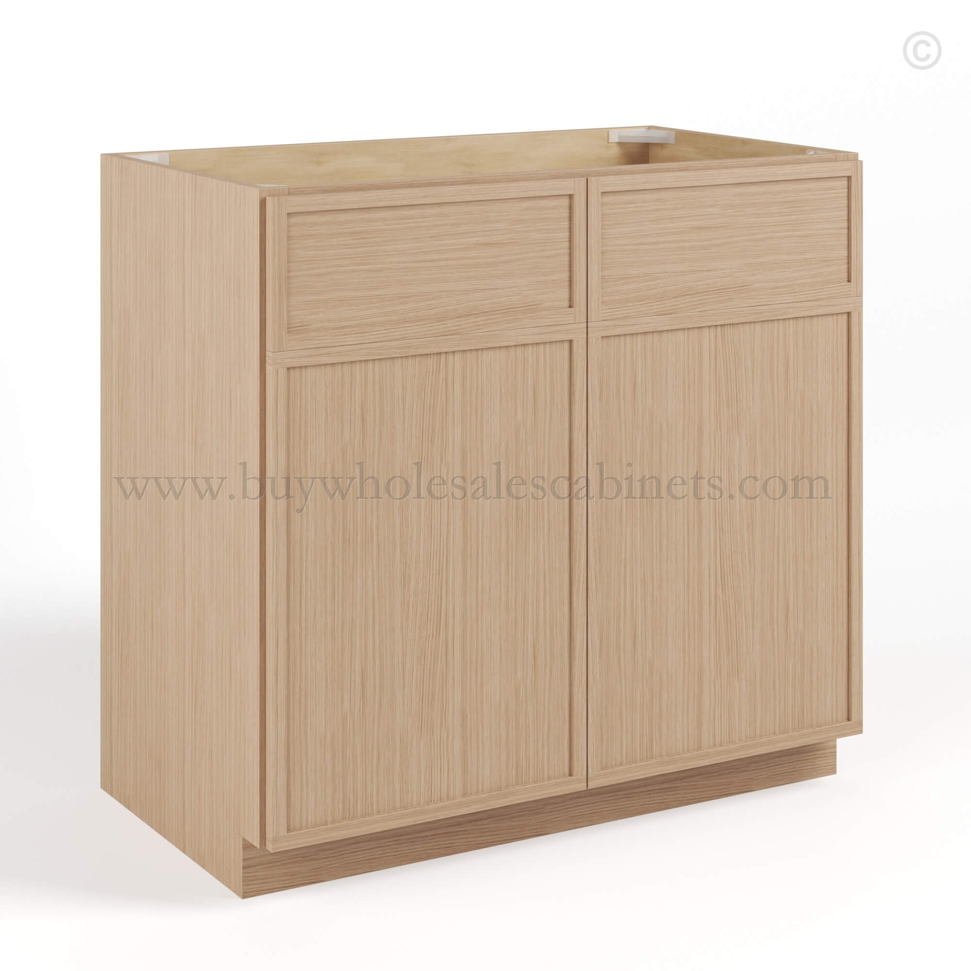 Slim Oak Shaker Sink Base With Double Doors, rta cabinets, wholesale cabinets