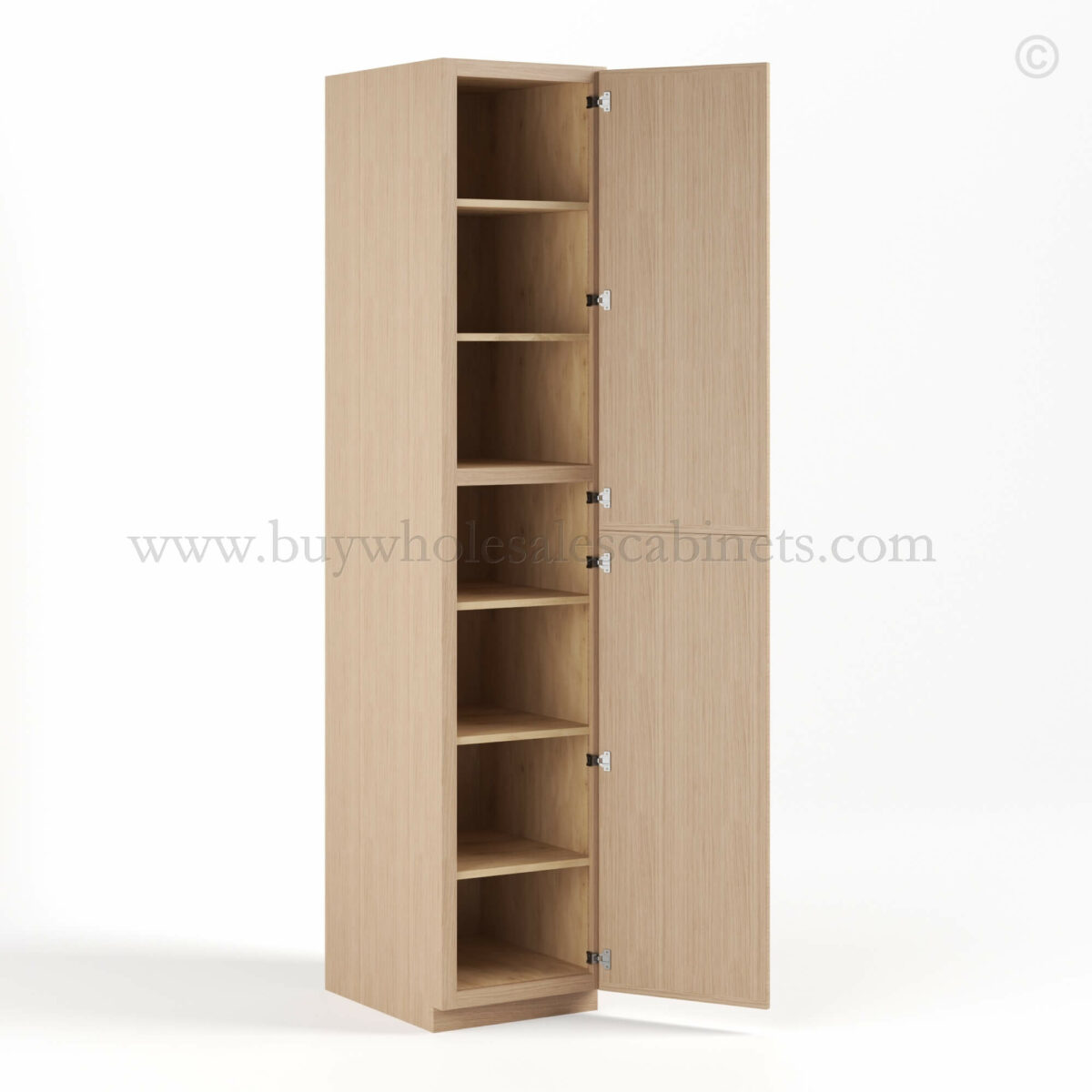 Slim Oak Shaker Tall Pantry Cabinet with 2 Doors, rta cabinets, wholesale cabinets