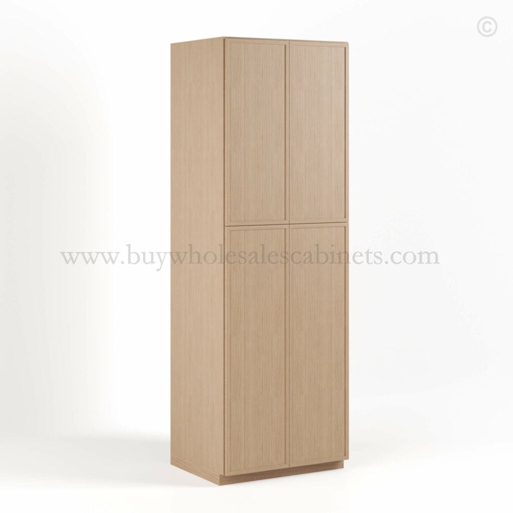 Slim Oak Shaker Tall Pantry Cabinet with 4 Doors