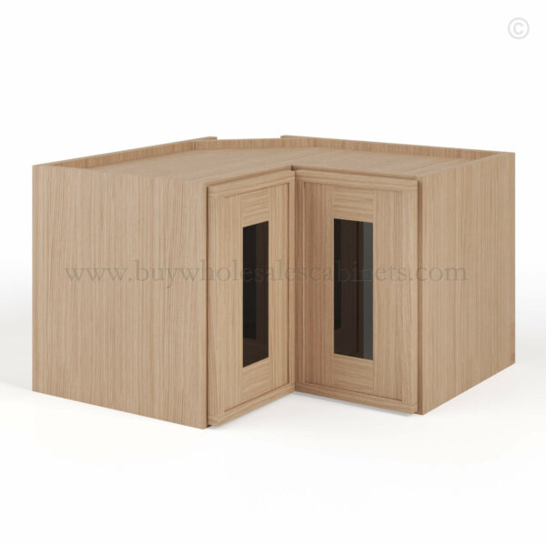 Slim Oak Shaker Easy Reach Wall Cabinet with Glass Door, rta cabinets, wholesale cabinets