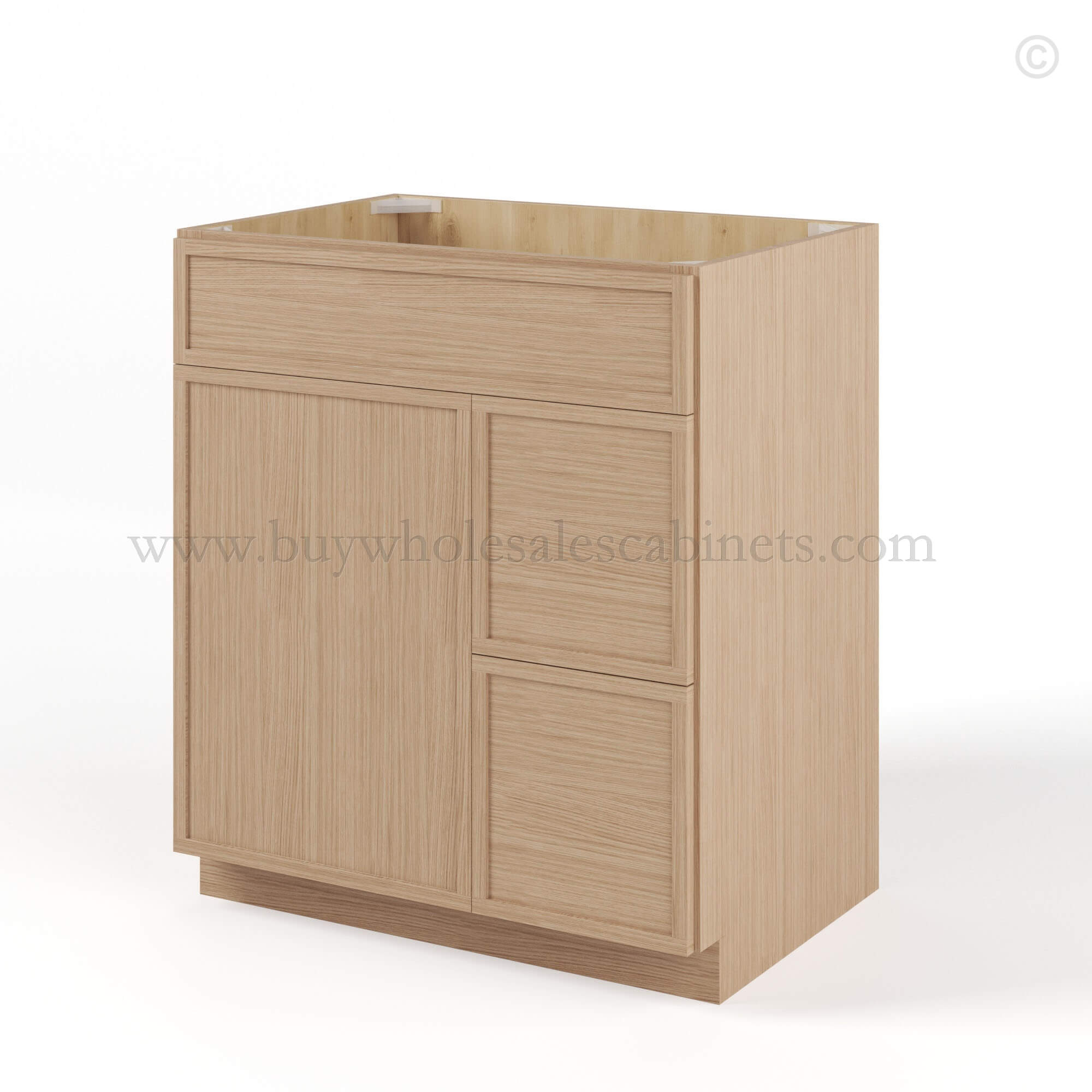 Slim Oak Shaker Vanity Combo with Drawers, rta cabinets, wholesale cabinets
