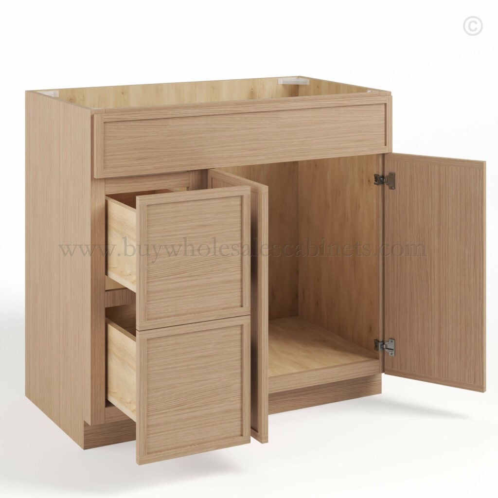Slim Oak Shaker Vanity Drawer Cabinet