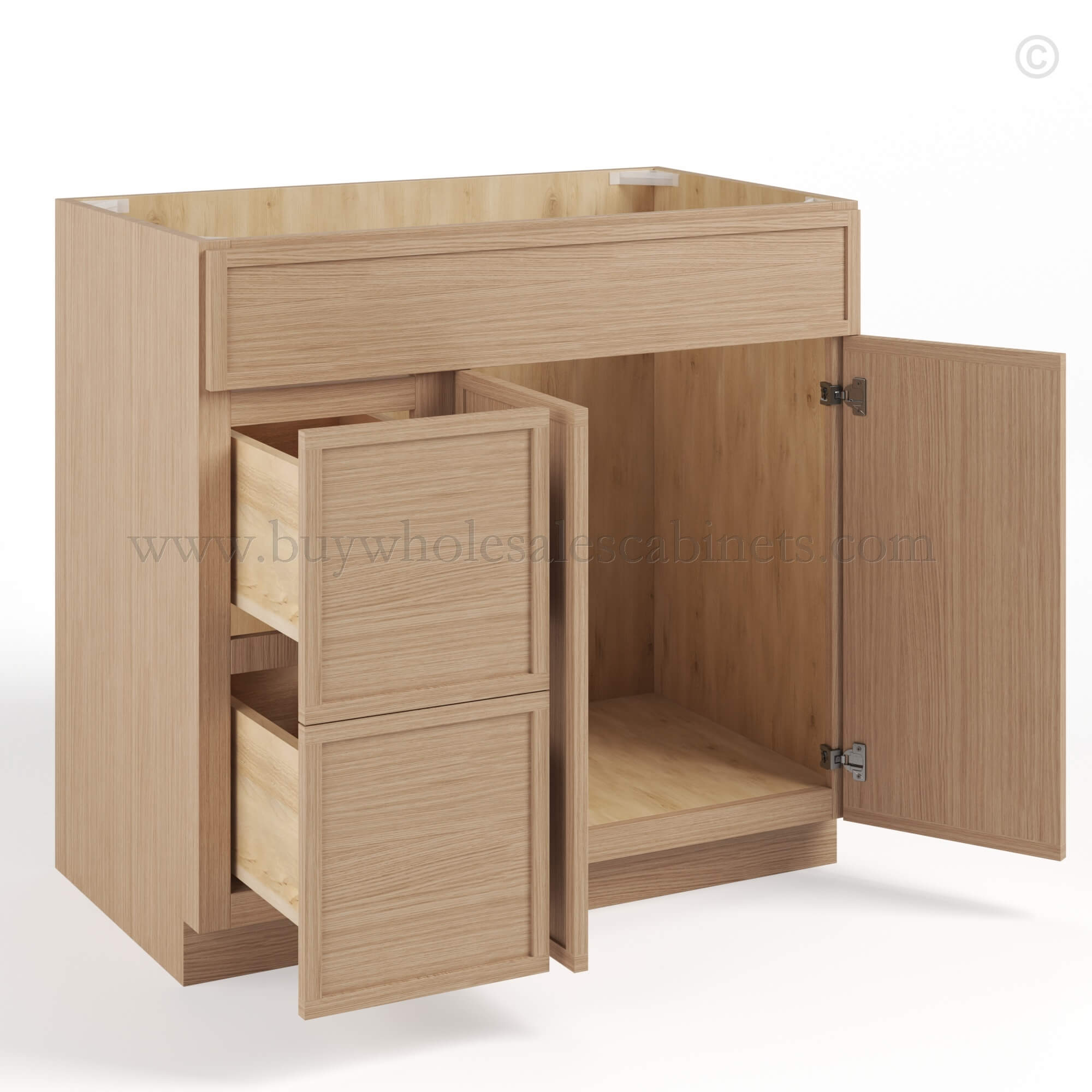 Slim Oak Shaker Vanity Drawer Cabinet, rta cabinets, wholesale cabinets