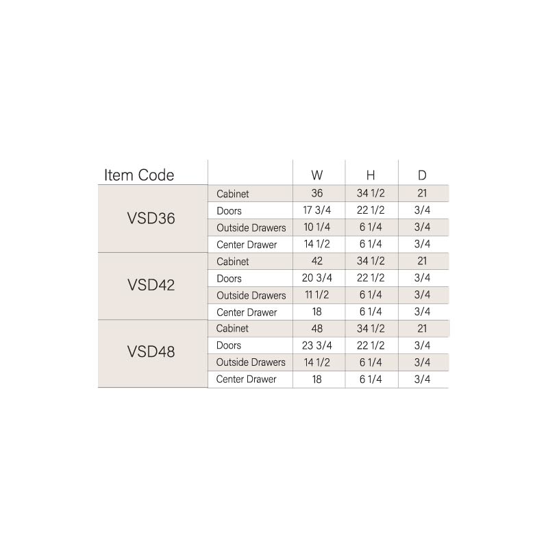 VSD36 Vanity Sink Drawer Base Cabinet