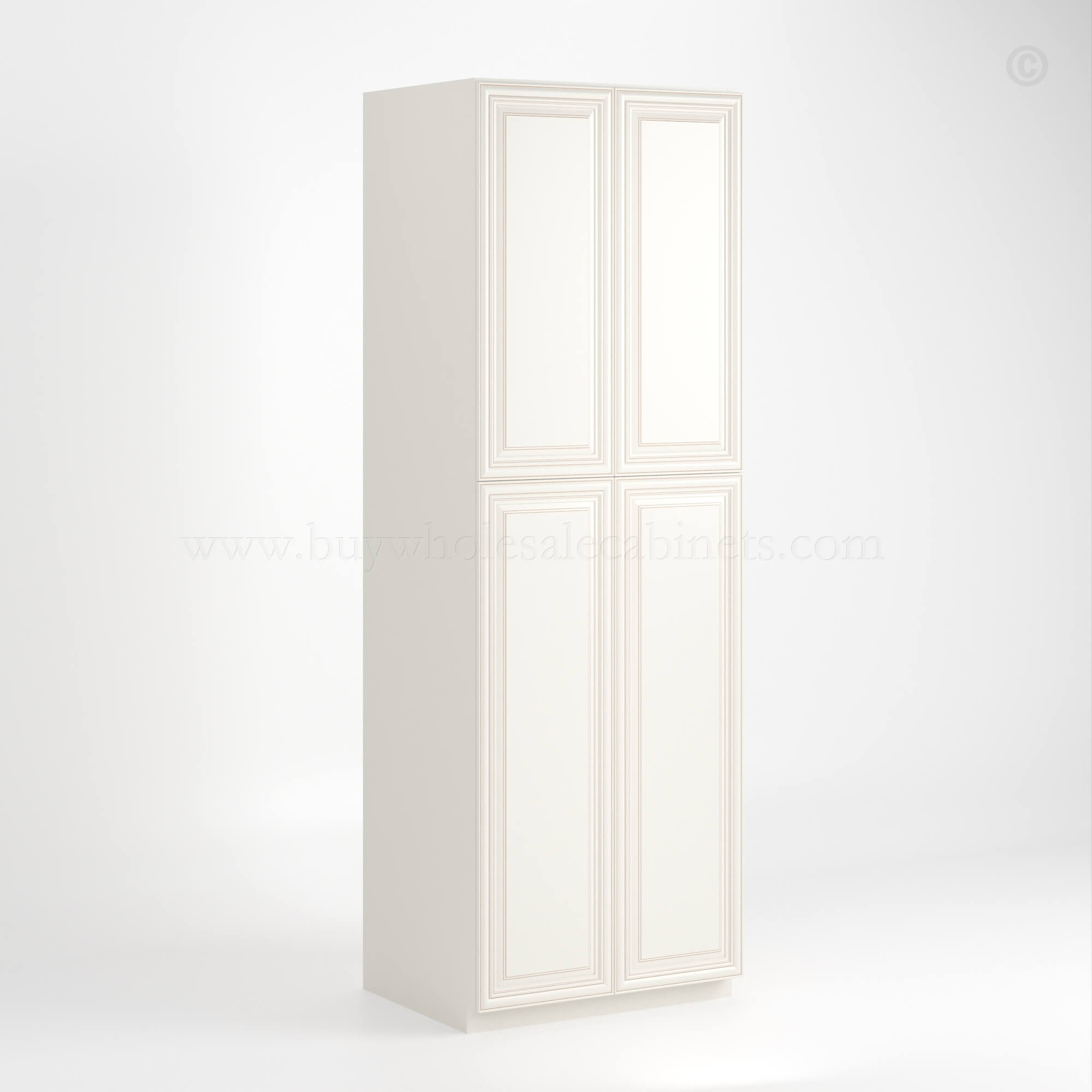 Charleston White Raised Panel 30 W Utility Pantry Cabinet